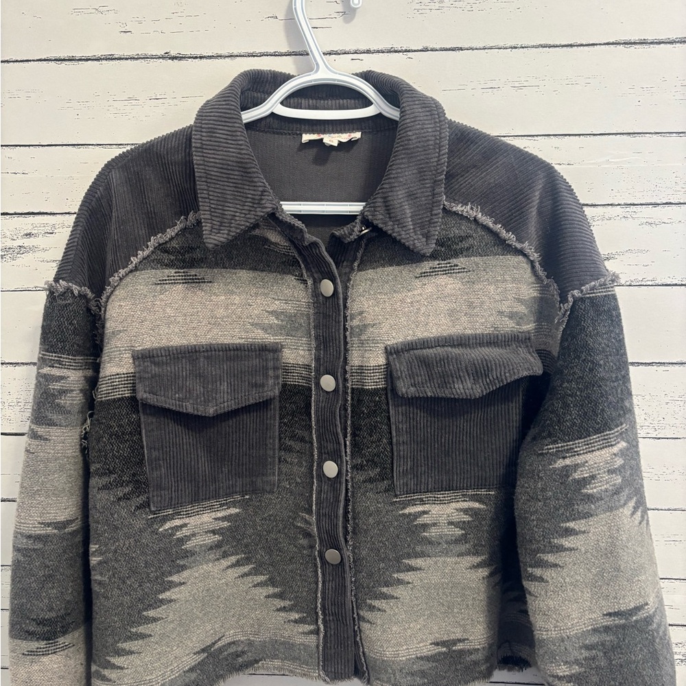 Aztec print button up sweater